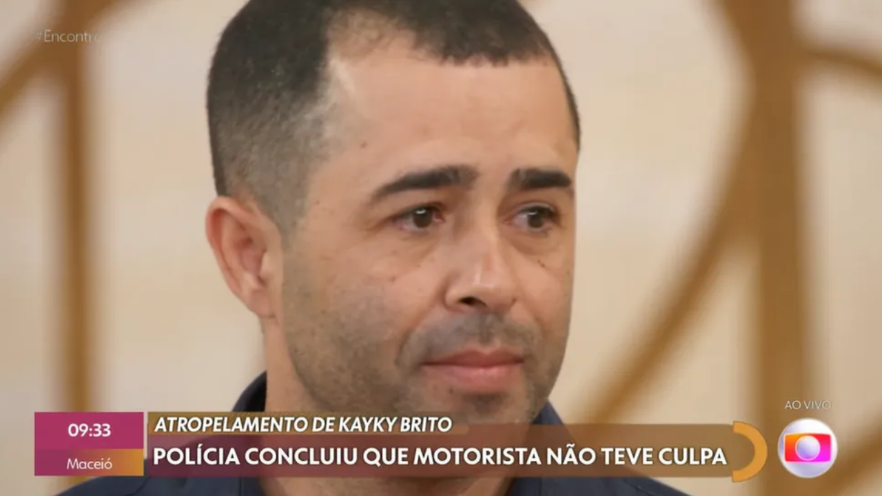 Ao vivo, Motorista que atropelou Kayky Brito se emociona ao falar sobre acidente no 'Encontro' (Créditos: Reprodução/TV Globo)